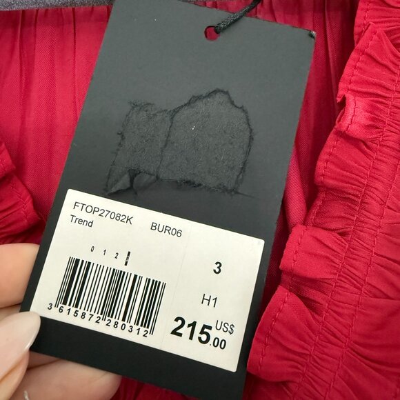 The Kooples V-Neck Ruffle Trim Woven Satin Blouse - Picture 5 of 8